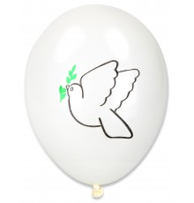 10 Ballons imprimés colombe paix