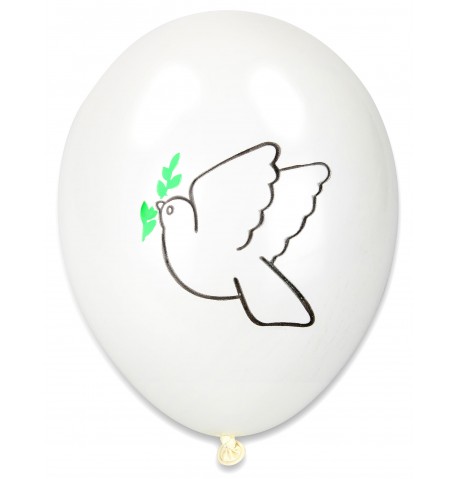 10 Ballons imprimés colombe paix