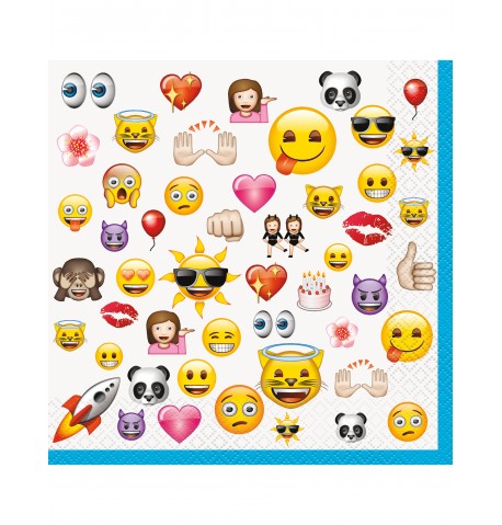 16 Grandes serviettes Emoji  33 x 33 cm