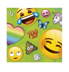 Lot de 16 Serviettes en Papier à Motif Emoji Rainbow 25 x 25 cm