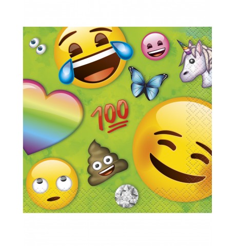 Lot de 16 Serviettes en Papier à Motif Emoji Rainbow 25 x 25 cm