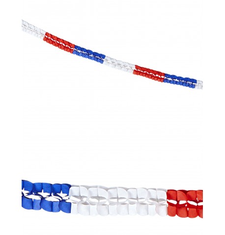 2 Guirlandes papier tricolore supporter France 3 m