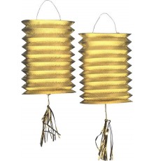 2 Lampions métalliques dorés