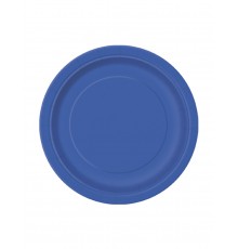 20 Petites assiettes bleues rondes en carton 17 cm