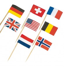 30 Mini piques drapeaux pays du monde