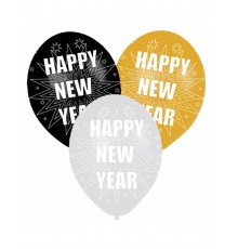 6 Ballons de baudruche Happy New Year