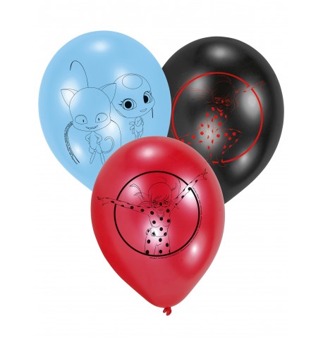 6 Ballons en latex Ladybug 22,8 cm