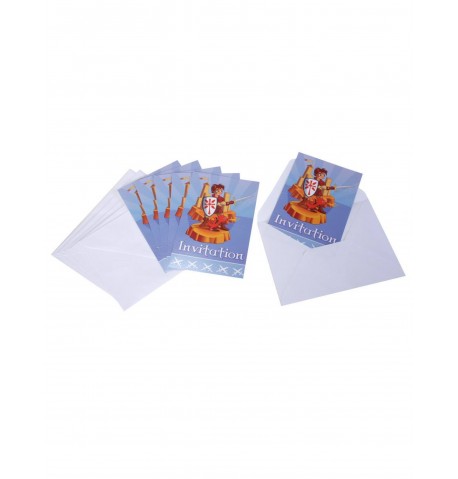 6 Cartes d'invitation avec enveloppes Chevalier 10 x 15 cm