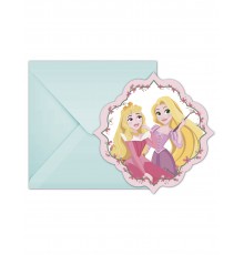 6 Cartes d'invitation avec enveloppes Disney Princesses