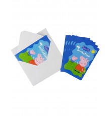 6 Cartes d'invitation avec enveloppes Peppa Pig 10 x 15 cm