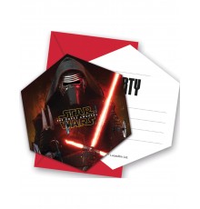 6 Cartes d'invitation avec enveloppes Star Wars VII