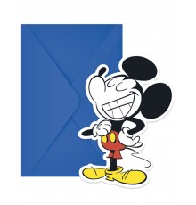 6 Cartes d'invitation et enveloppes Mickey rétro