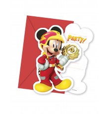 6 Cartes d'invitations + enveloppes Mickey & Donald Racing
