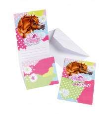 6 Cartons d'invitation Charming Horses