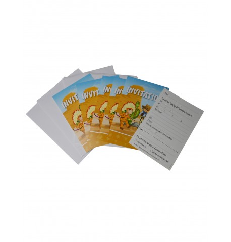6 Cartons d'invitations avec enveloppes Cowboy et Indien 10 x 15 cm