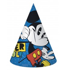 6 Chapeaux de fête en carton Mickey rétro