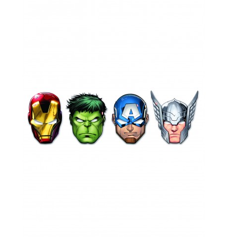 6 masques en carton Avengers Mighty