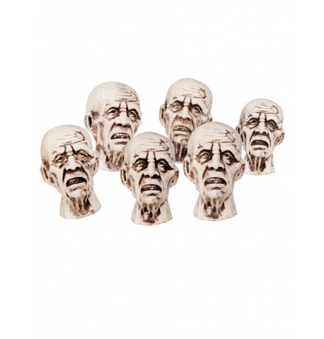 6 Petites têtes de zombies 8 x 5 cm Halloween
