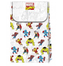 6 sacs cadeaux en carton premium Avengers pop comic 21 X 13 cm