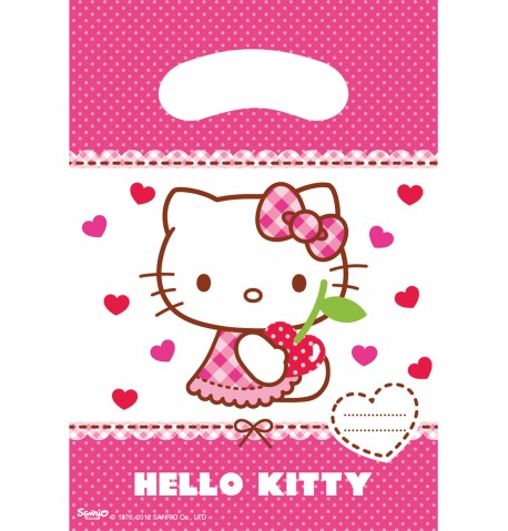 6 Sacs cadeaux Hello Kitty 16.5 x 23 cm
