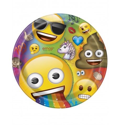 8 Assiettes en carton Emoji Rainbow 23 cm