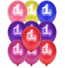 Sachet de 8 Ballons imprimés de chiffre