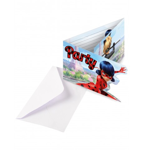 8 Cartons d'invitation Party avec enveloppes Ladybug