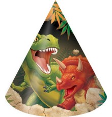 8 Chapeauxde fête anniversaire Dinosaures