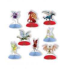 8 Mini centres de table dragons et fées