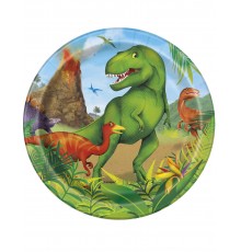 8 Petites assiettes en carton dinosaures 18 cm
