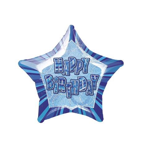 Ballon bleu en forme d'étoile Happy Birthday