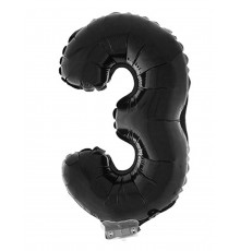 Ballon aluminium chiffre 3 noir 40 cm