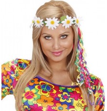 Bandeau hippie fleurs avec rubans adulte