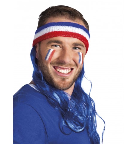 Bandeau mulet avec cheveux bleus supporter France adulte