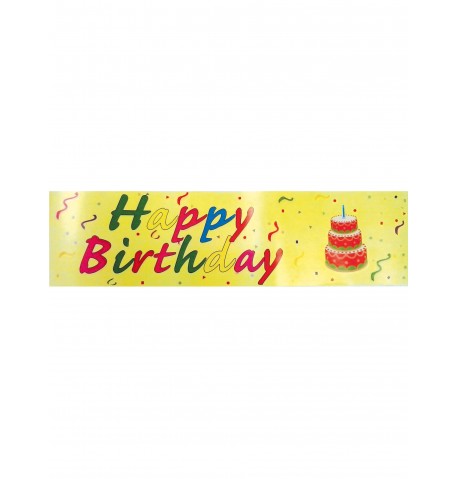 Banderole happy birthday fond jaune 0.16x2.44m