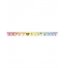 Bannière en carton happy birthday Emoji Rainbow 1,8 m