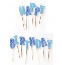Bougies Happy Birthday bleues