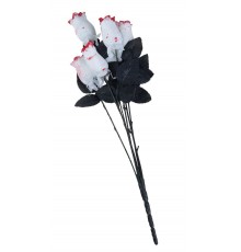 Bouquet de 6 roses blanches sanglantes en tissu 54 cm Halloween