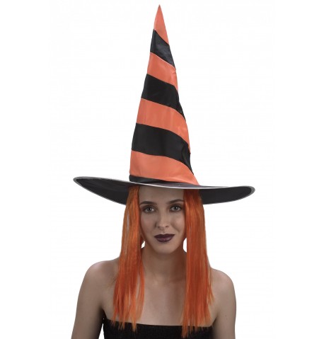 Chapeau avec perruque sorcière femme Halloween