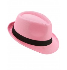Chapeau borsalino pink luxe bande noire adulte