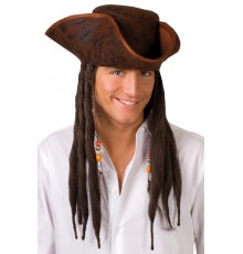 Chapeau tricorne pirate marron adulte