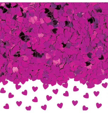 Confettis coeurs métallisés rose foncé