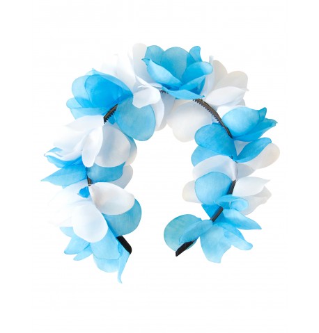 Couronne de fleurs bleu et blanche