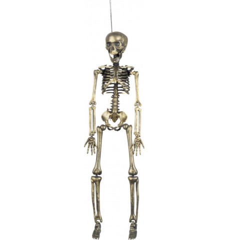 Décoration à suspendre squelette doré 42 cm halloween