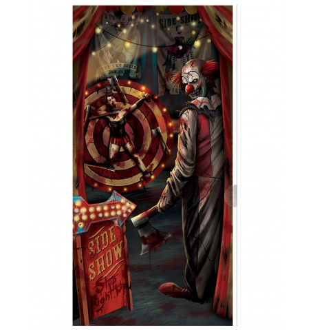 Décoration de porte clown Halloween 85 x 165 cm