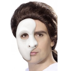 Demi-masque blanc en plastique adulte