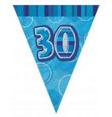 Guirlande fanions bleu Age 30 ans 2,74m