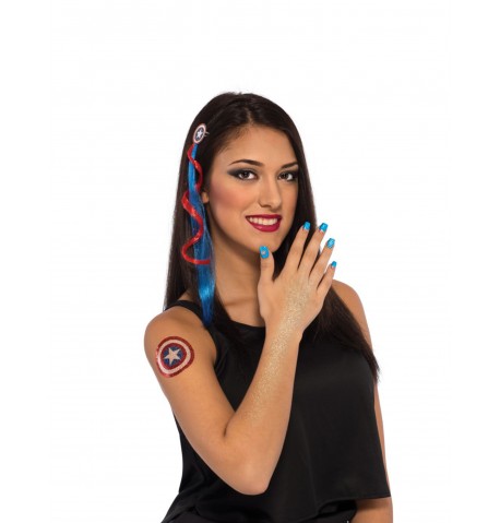 Kit accessoires et maquillage Captain America femme