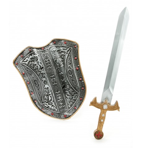 Kit bouclier et épée chevalier médiéval enfant en plastique