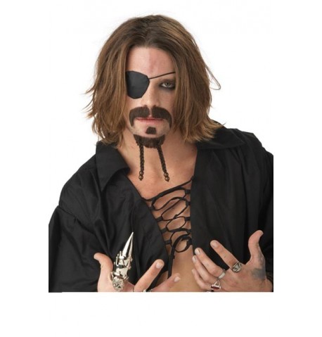 Kit de moustaches pirate brun adulte